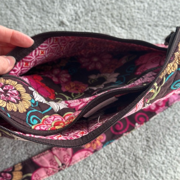 Vera Bradley Quilted Purse Pink and Brown Floral Shoulder Bag - Picture 4 of 6